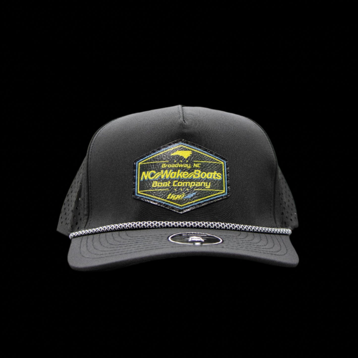 NCWB 5 Panel Rope Snap Back Hat Black Neon Yellow