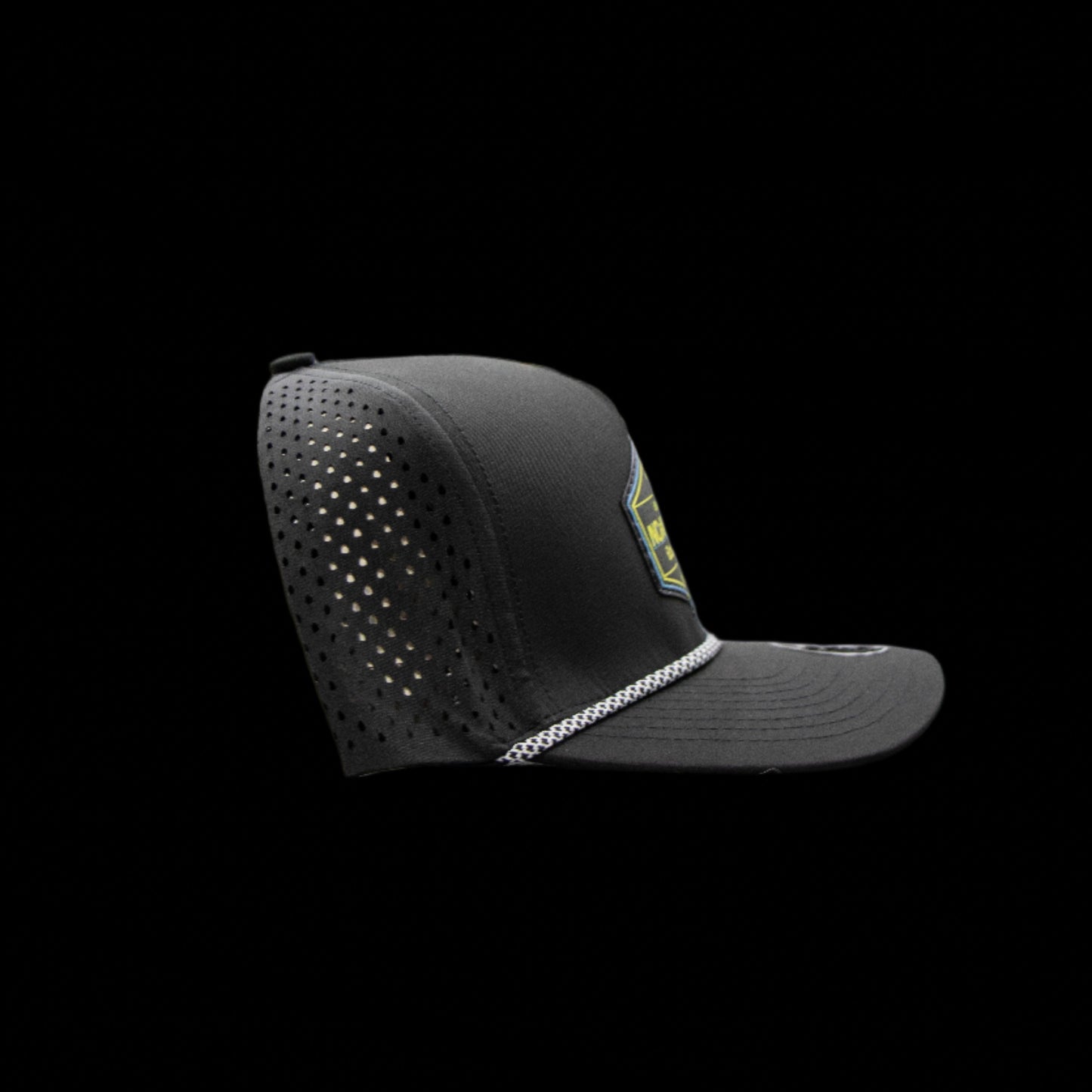 NCWB 5 Panel Rope Snap Back Hat Black Neon Yellow