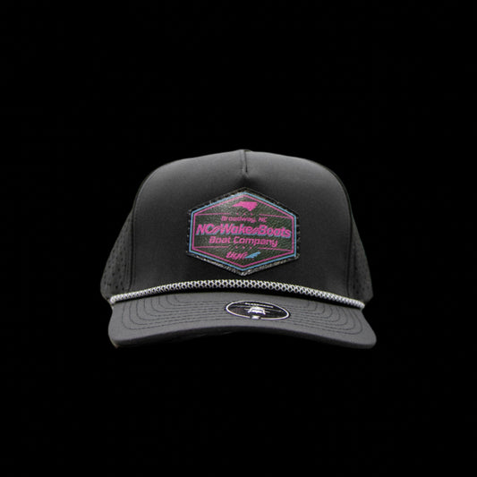 NCWB 5 Panel Rope Snap Back Hat Black Neon Pink