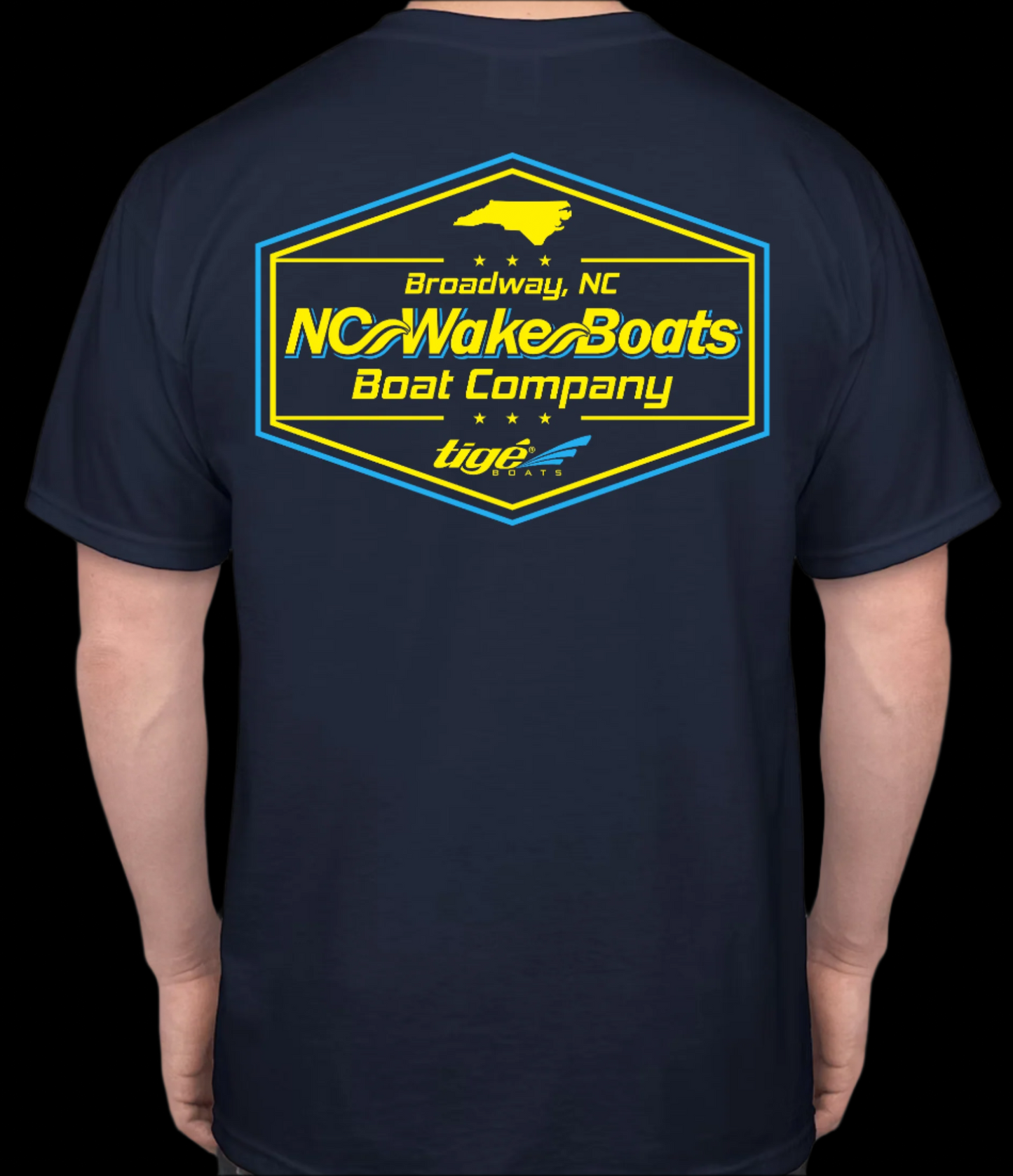 Short Sleeve NCWB Retro Neon Yellow T-Shirt Navy (GILDAN)