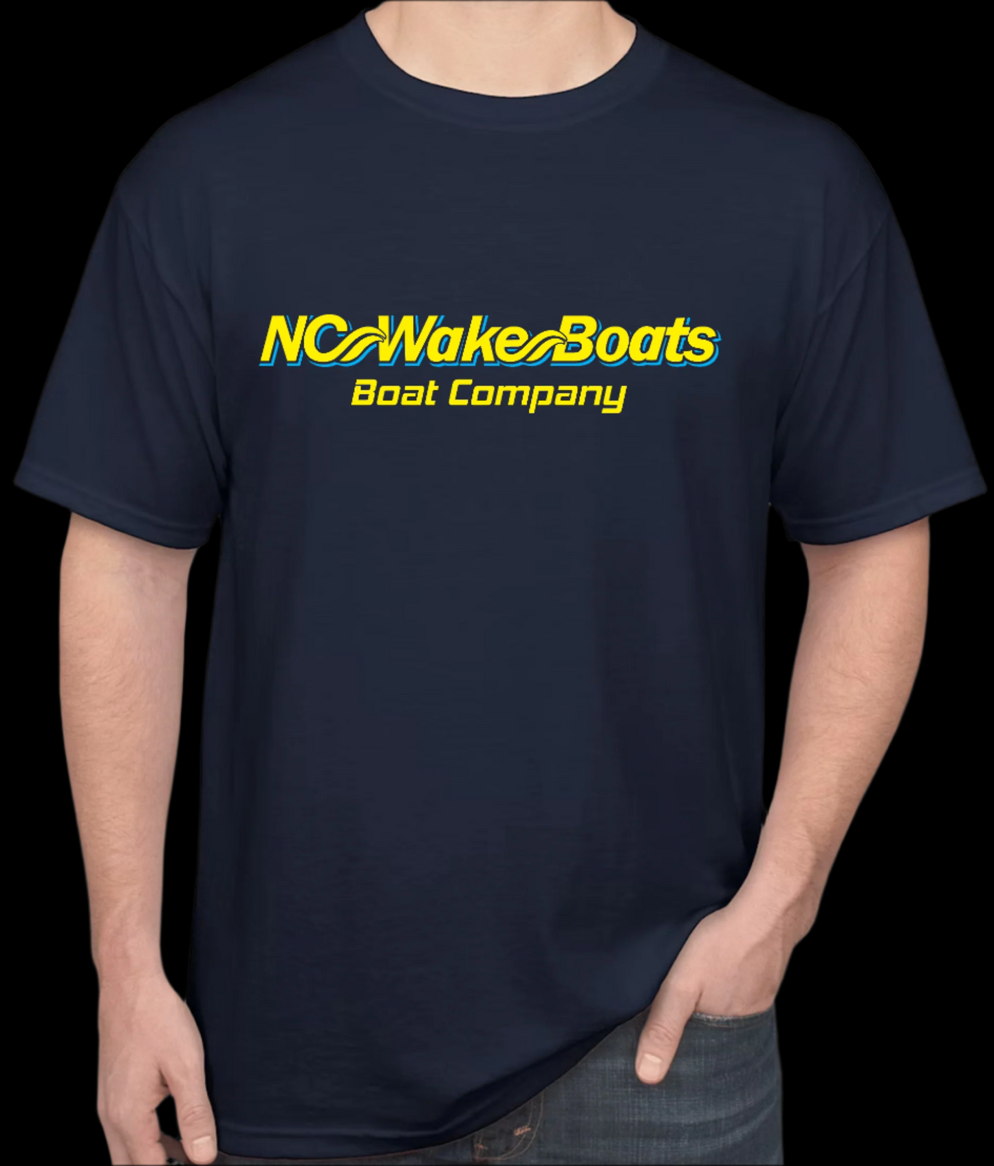 Short Sleeve NCWB Retro Neon Yellow T-Shirt Navy (GILDAN)