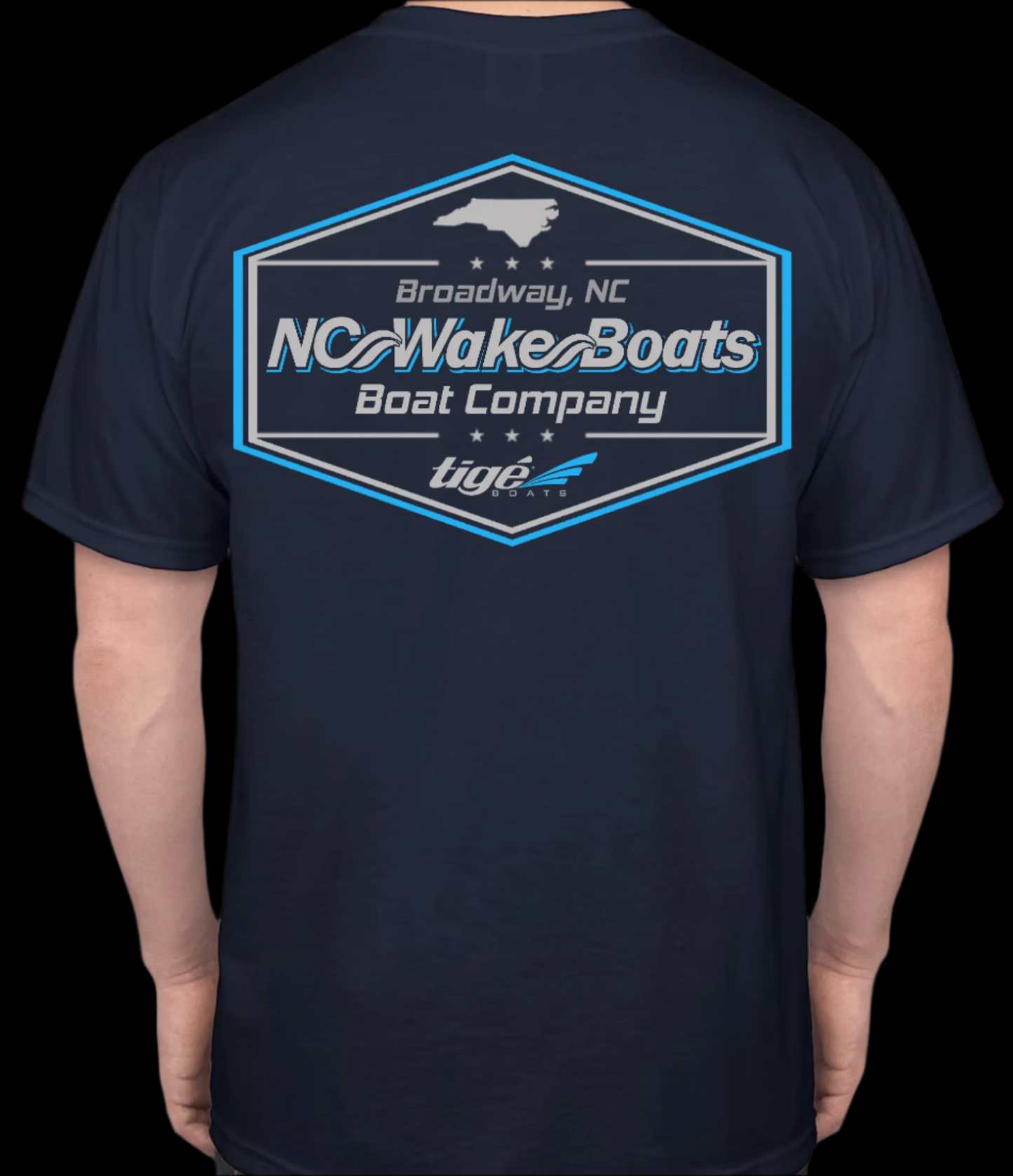 Short Sleeve NCWB Ice Grey/Neon Blue T-Shirt Navy (GILDAN)