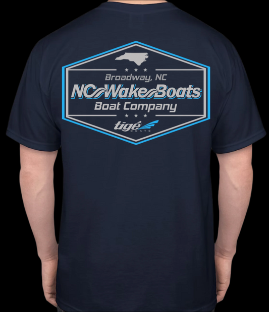 Short Sleeve NCWB Ice Grey/Neon Blue T-Shirt Navy (GILDAN)