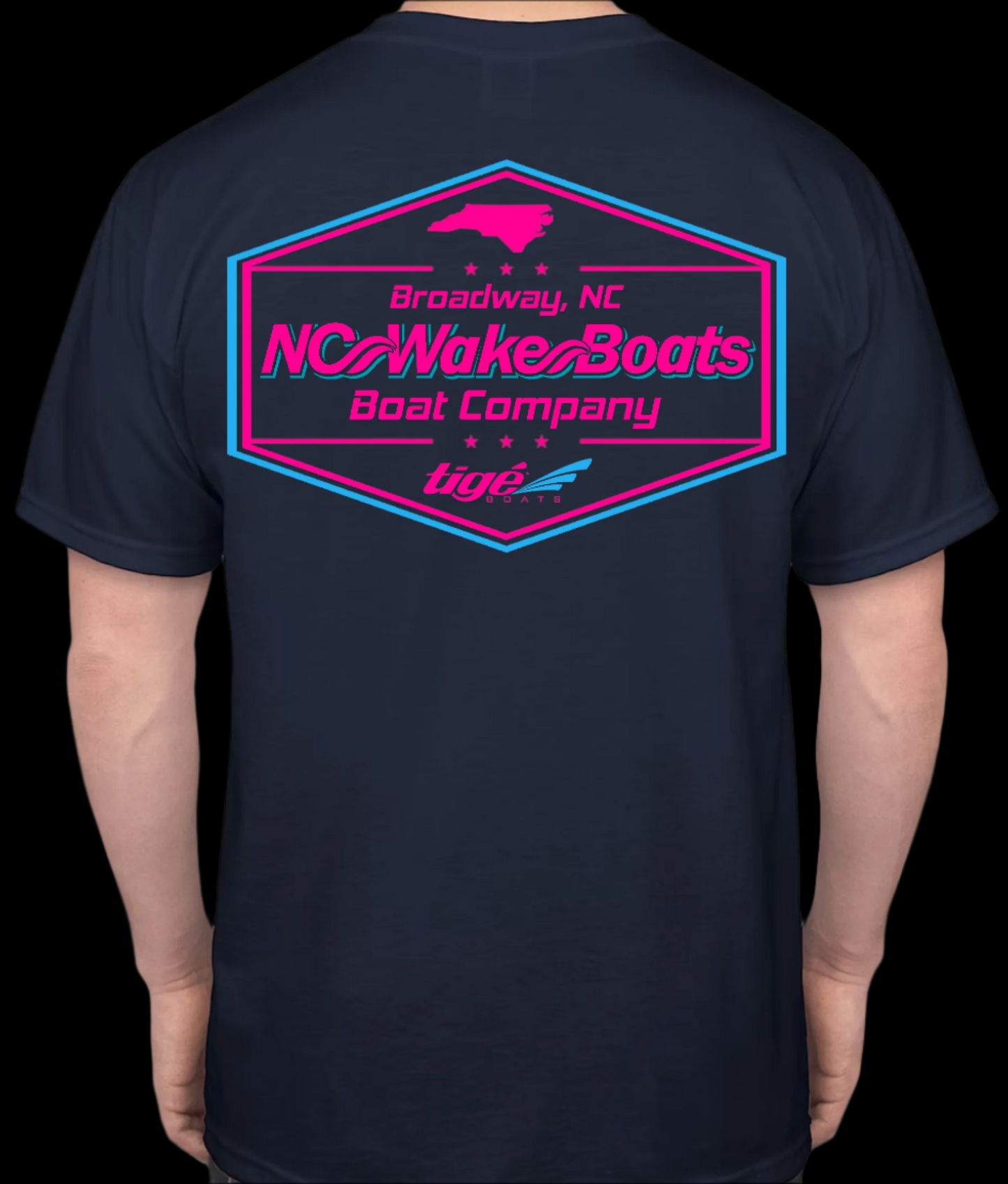 Short Sleeve NCWB Neon Pink T-Shirt Navy (BELLA+CANVAS)