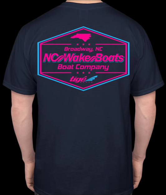 Short Sleeve NCWB Neon Pink T-Shirt Navy (BELLA+CANVAS)